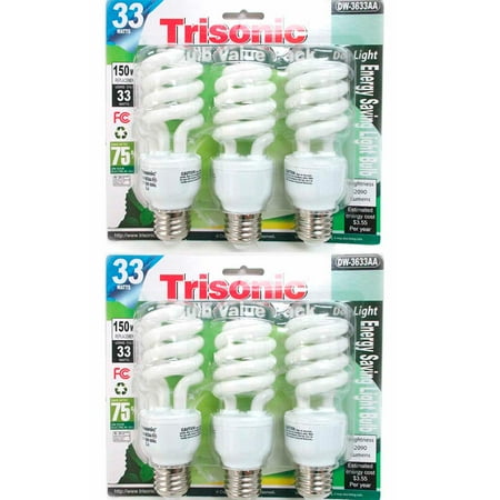 6 PC Daylight Bulb Light 33 W Energy 150 Watt Output White Compact