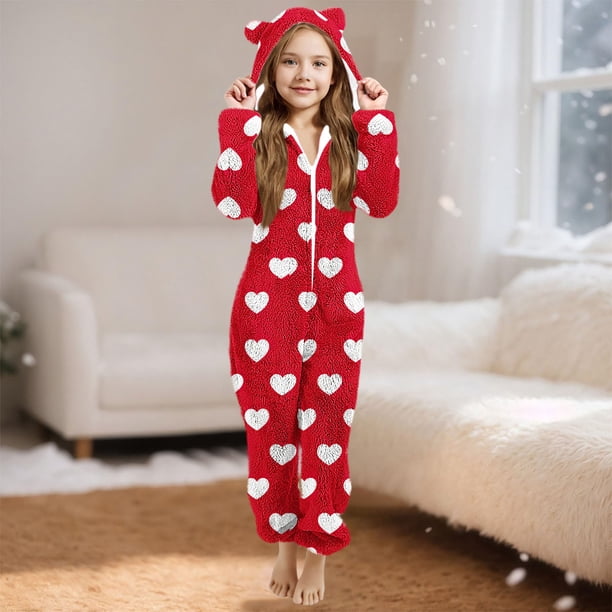 Pantalones largos para niña, mono de manga larga con capucha y manga larga, pijama informal de invierno cálido, ropa de dormir para niña, mono de poliéster