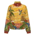 thumbnail image 5 of Jackets for Women Winter Coat Jackets Flannel Stand Collar Jacket(Tropical Sunset Parrots Paradise Birds,Size:S-4XL), 5 of 7