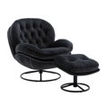 thumbnail image 4 of Velvet Swivel Accent Chair with Ottoman Set, Modern Lounge Chair Armchair with Footrest and Metal Base Comfy Single Sofa Chair with 360 Degree Swiveling Accent Chairs for Living Room, Black, 4 of 7