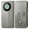 thumbnail image 2 of For Huawei Mate 60 Four-leaf Clasp Embossed Leather Phone Case(Grey),iPhone 16 Pro, 2 of 5