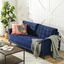 Ember Interiors Benton Sofa Couch, Navy Velvet