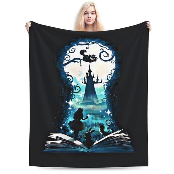 Soft Plush Throw Blanket Alice in Wonderland Fleece Blankets All Season Warm for Couch Sofa Bed Travel 80"x60"