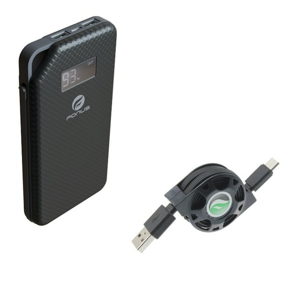 Power Bank   USB Cable for Motorola One 5G Ace Phone - 10000mAh Charger Portable Backup and Retractable Type-C Charger Power Combo for Motorola One 5G Ace (2021)