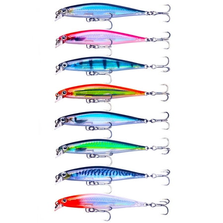 HENGJIA Fishing Lures Jerkbait for Bass Fishing Minnow Lure Set with Boxes Fishing Plugs Hard Baits Swimbaits Topwater Lures for Trout Bass Perch Fishing 8pcs