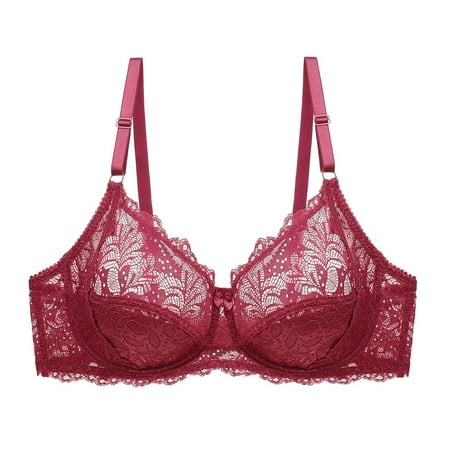Womens Sports Bras  Women s Sexy Lace Bra Demi Sheer Mesh Balconette See Through Bralette Unlined Underwire Embroidered Full Coverage S-XL Womens Bras Clearance under $5