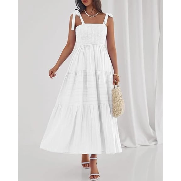 Tiered Maxi Dress with Shoulder Tie Straps