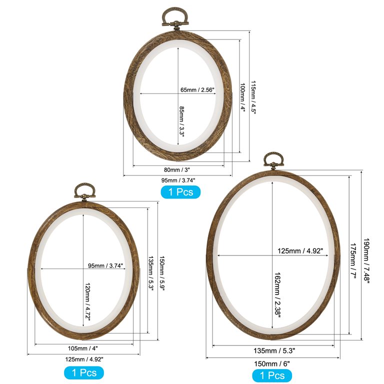 Uxcell 9x6 inch Wood Color Rubber Oval Embroidery Hoop Frame Cross-Stitch Art Craft Ring, Size: 9 x 6, Brown