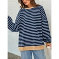 thumbnail image 2 of PRETTYGARDEN Womens Striped Oversized Sweatshirt Color Block Crew Neck Long Sleeve Casual Loose Pullover Top Y2K Clothes, 2 of 9