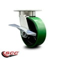 thumbnail image 2 of 6 Inch Kingpinless Green Poly on Steel Wheel Swivel Caster with Brake SCC, 2 of 2