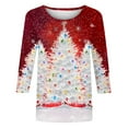thumbnail image 5 of Lenago Womens Tops Christmas-Christmas Tree Print Fall Winter 2024 Fashion 3/4 Sleeve Round Neck Tshirt Pullover Top, Casual Comfort Fit Party Holiday Going Out Tops for Women TrendyS-2XL, 5 of 5