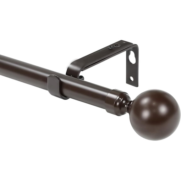 Urbanest Adjustable Single Curtain Rod Set Steel Ball Finials – 1 -Inch Diameter, With Bronze Rod, 84–120 Inches