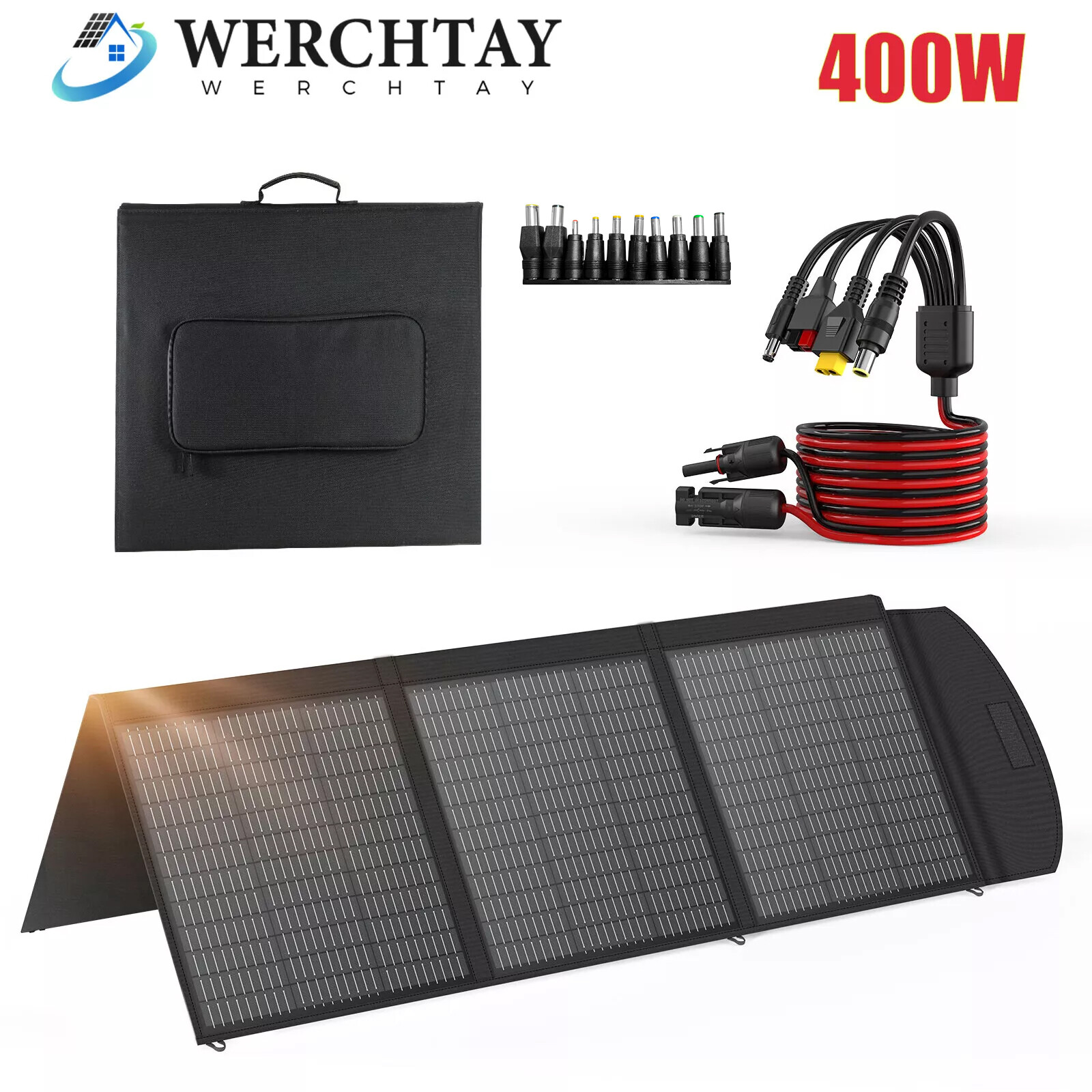 400W Portable Solar Panel Foldable for Power Station RV Camp Car /W Carry Case