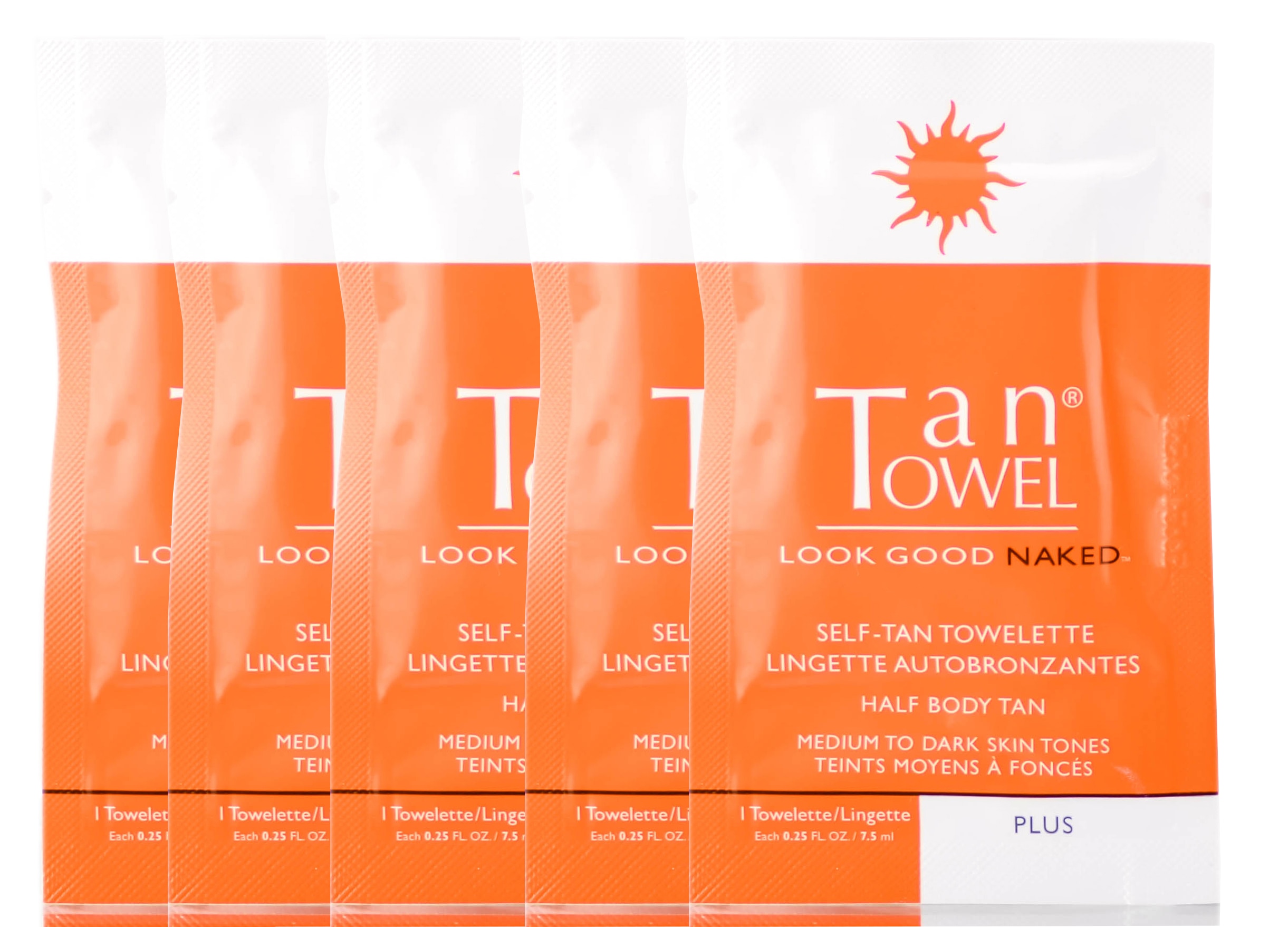 Tan Towel Tan Towel Self Tanner Towelette, Half Body Application (Plus), 5 Pack