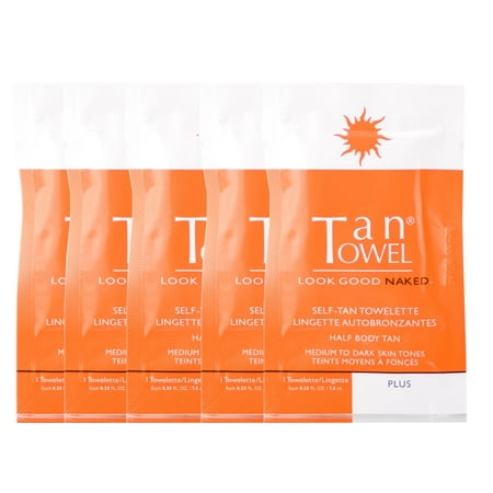 Tan Towel Self Tanner Towelette, Half Body Application (Plus), 5 (Best Tanning Towelettes Reviews)