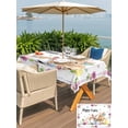 thumbnail image 6 of 60x84 Inch Outdoor Tablecloth with Umbrella Hole Zipper Rectangle Happy Easter Rectangular Tablecloths Waterproof Cute Rabbits Eggs Daisy Flowers Plants Watercolor Patio Table Cover for Picnic, 6 of 8