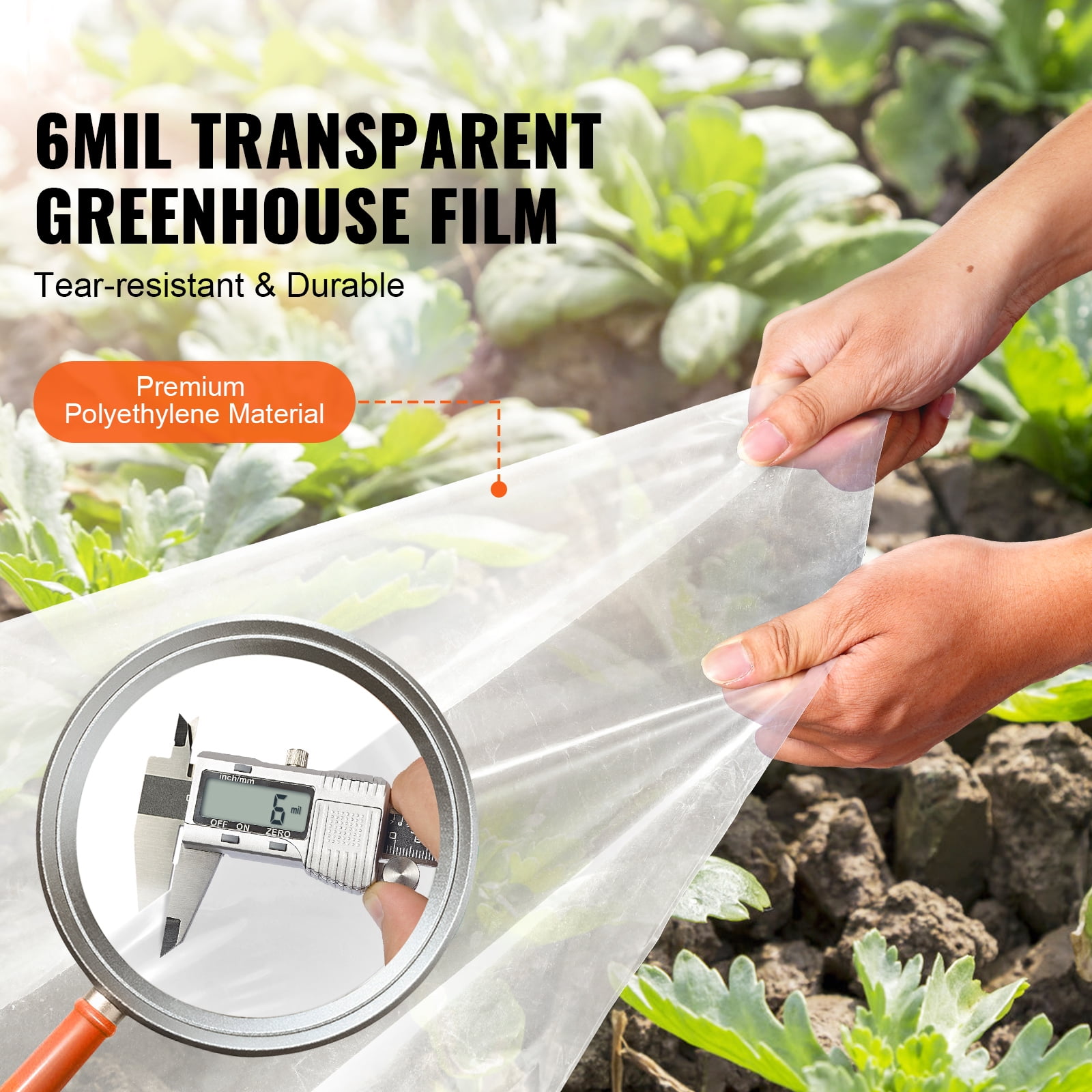 KFFKFF Greenhouse Plastic Sheeting Clear Polyethylene Film 10 x 40 ft 6Mil