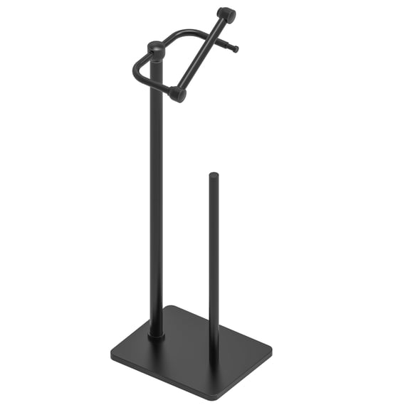 RUACQ Toilet Paper Holder Stand, Bathroom Toilet Paper roll Holder Free Standing with Storage for 4 Rolls, Post Pivoting Design, Stable Weighted Base, SUS304 Stainless Steel (Matte Black)
