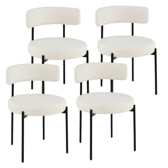 Gymax Round Dining Chairs Set of 4 w/ Curved Backrest Filled Sponge Metal Legs