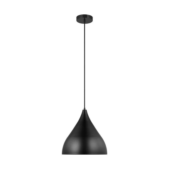 Open Box Generation Lighting Oden 1-Light Midnight Black Medium Statement Pendant Light with LED Bulb