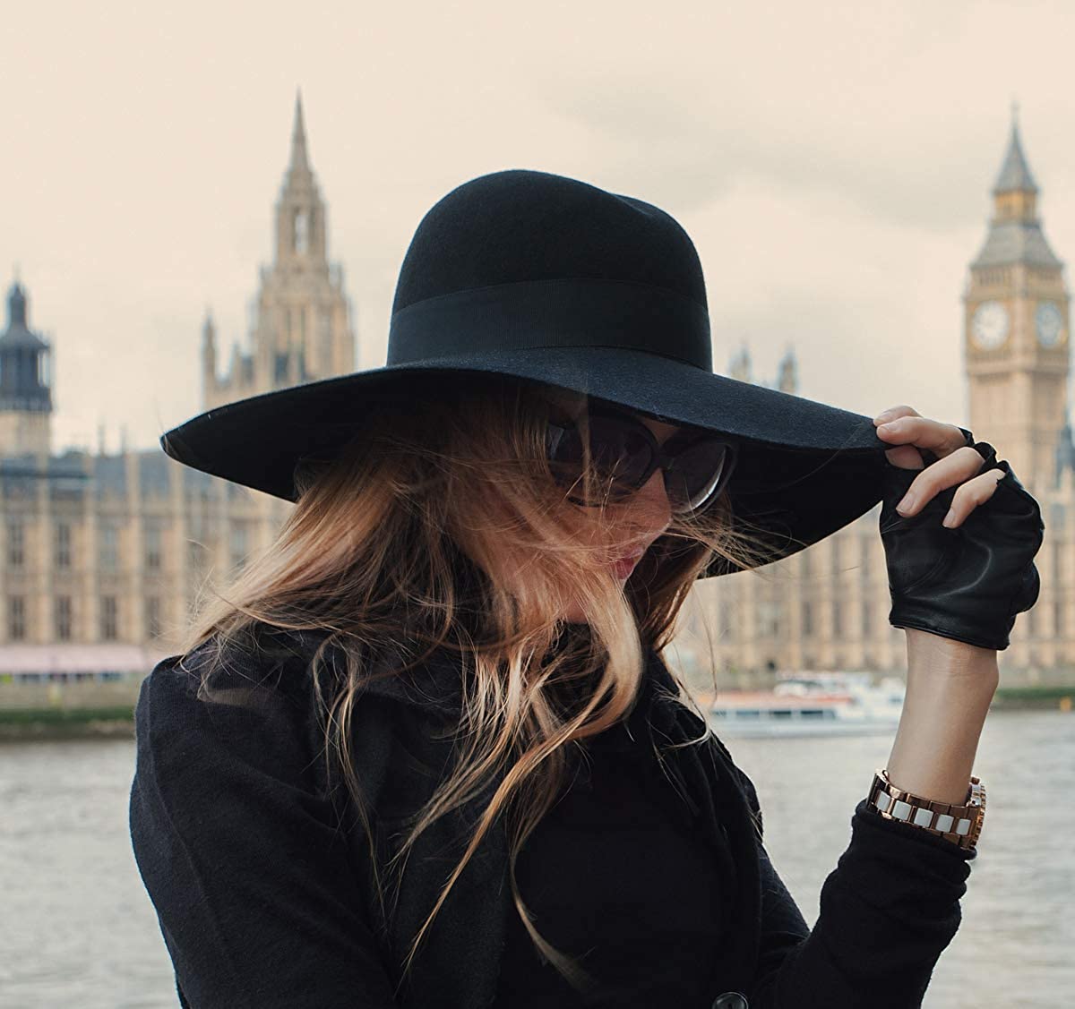 Women Lady Retro Wide Brim Large Floppy 