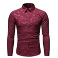 thumbnail image 2 of LIIPEE Men Shirts Spring Graphic Printed Lapel Long Sleeve Buttons Casual Shirts Male Slim Fit Fashion Comfortable Breathable Soft Daily Shirts,Wine,M, 2 of 4