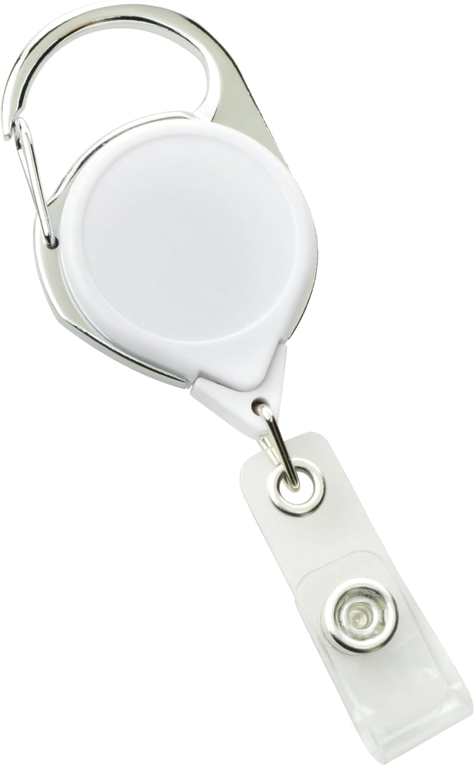5 Pack - Premium No Twist Badge Reels with Carabiner Clip & Belt Clip and Extra Long Reach - Cute Solid Color Retractable Badge Holder for Nurse, Office Employee by Specialist ID (White)