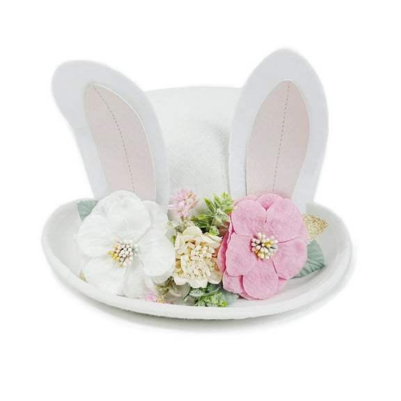 MIASHUI White Easter Bunny Ear Party Hat, Cute Rabbit Performance Cap for Carnival Events, Festive Themed Hat for Kids White
