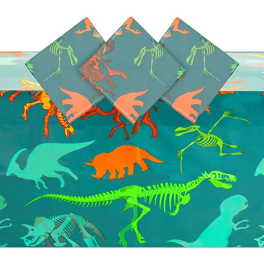 3 Pack Dinosaur Fossil Plastic Party Tablecloths, 54"x108" Rectangular ...