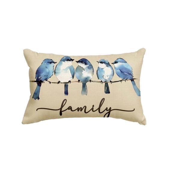 Bluebird Pillow Cover 12x20Inch,Spring Summer Farmhouse Home Decor,Decorative Cotton Linen Pillow Cases for Sofa Couch Bed