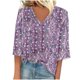 thumbnail image 1 of Blusas de Manga Corta para las Mujeres de Moda Sólida Camiseta Casual con Cuello en V, Ligero Top de Verano para Diario, 1 of 4