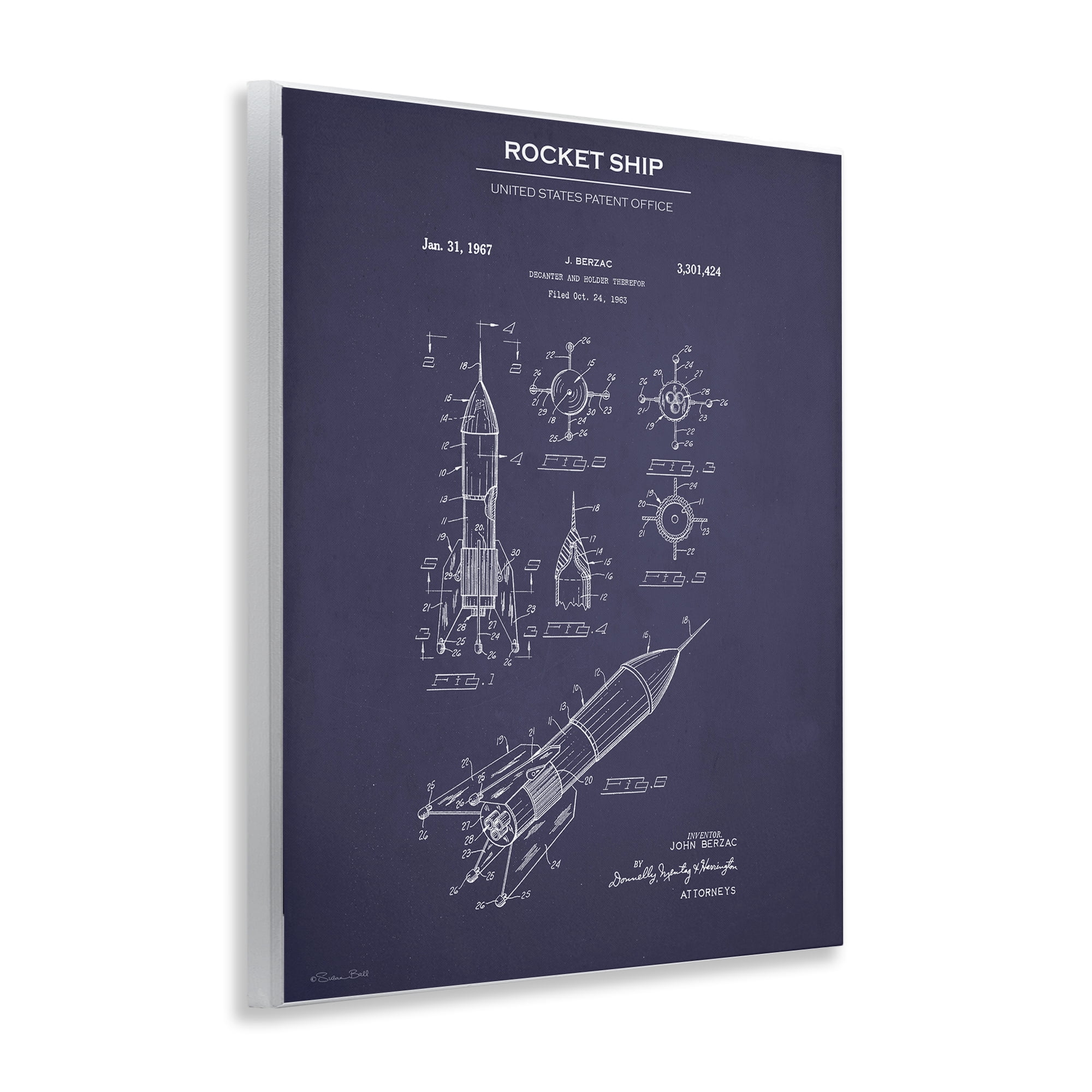 Stupell Industries Rocket Ship Blueprint Transportation Painting Unframed Art Print Wall Art, 11 x 14