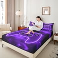 thumbnail image 4 of Castle Fairy Hexagon Gamepads Full Size Sheets,Black Purple Gamepads Bed Sheets, 4 of 7