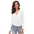thumbnail image 2 of Urban CoCo Womens V Neck Chiffon Blouse (White, S), 2 of 6