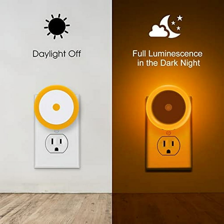 Briignite Pack Amber LED Night Light, Plug-In, Light Sensor,