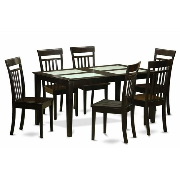 East West Furniture Cap7g Cap W 7 Piece Dining Table Set For 6 Dining Room Glass Top Table And 6 Dining Room Chairs Walmart Com Walmart Com