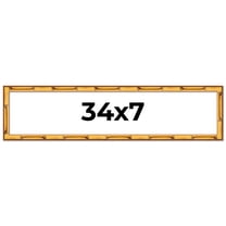 34x7 Frame Gold Bamboo Solid Wood Picture Frame | 1 Inch Moulding Width | Interior Frame Depth 0.75