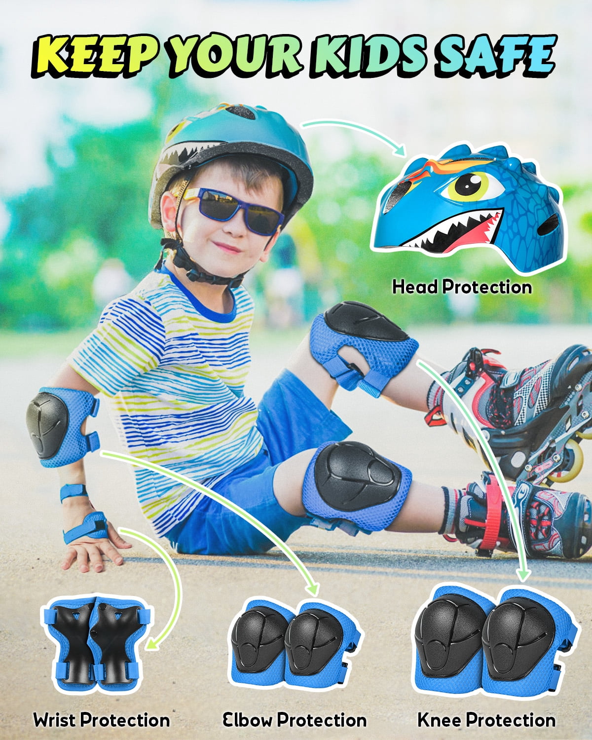 VICTGOAL Toddler Kids Bike Helmet Lightweight Children Dinosaur Bicycle Helmet for Boys and Girls Age 3-8 for Multi-Sport Scooter Cycling Skating