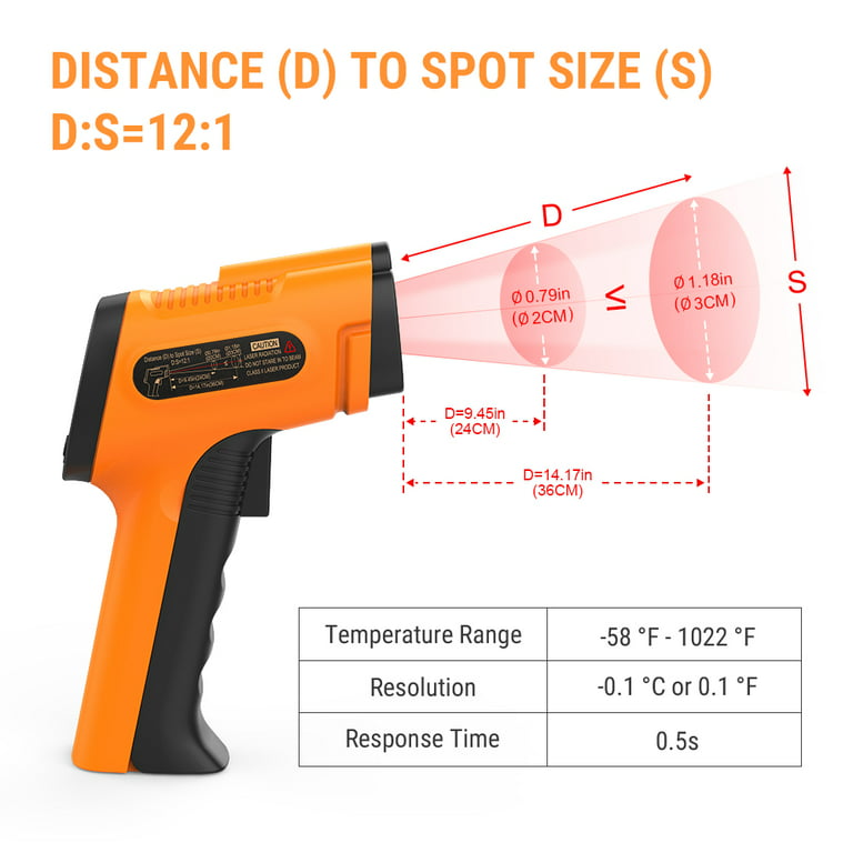 ThermoPro TP30 LCD Digital IR Infrared Thermometer Temperature Meter Gun  Point -58~10220 F Degree Non-Contact Thermometer Adjustable Emissivity  Pyrometer - Not for Medical Use 