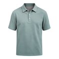 thumbnail image 5 of Polo Shirts for Men Short Sleeve Solid Color Pique Knit Classic Collared Shirts Men's Golf Shirts Casual Work Shirts Green S, 5 of 6