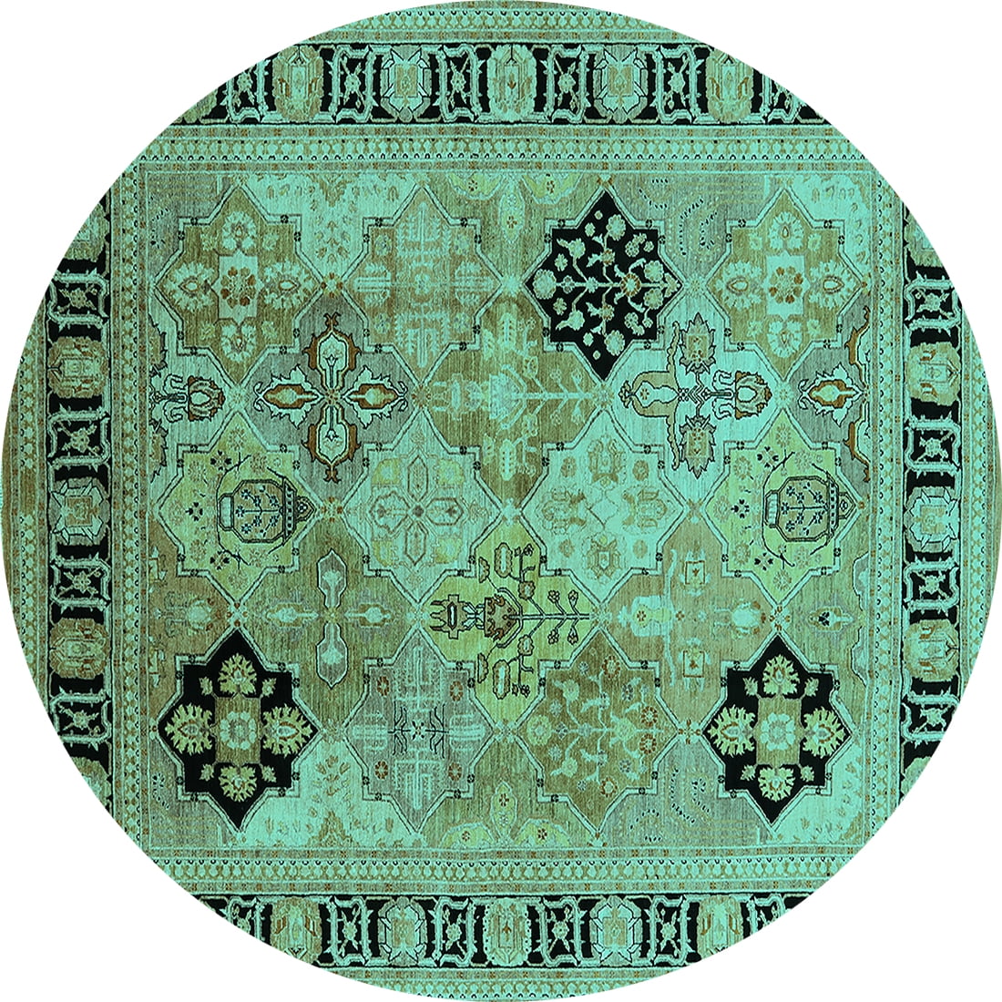 Ahgly Company Indoor Round Oriental Turquoise Blue Industrial Area Rugs ...