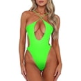 thumbnail image 6 of Top-kevin One Piece Swimsuit for Women Criss Cross Halter Neck Swimwear Cut Out Bathing Suit Thong One Piece Swimsuit, 6 of 9