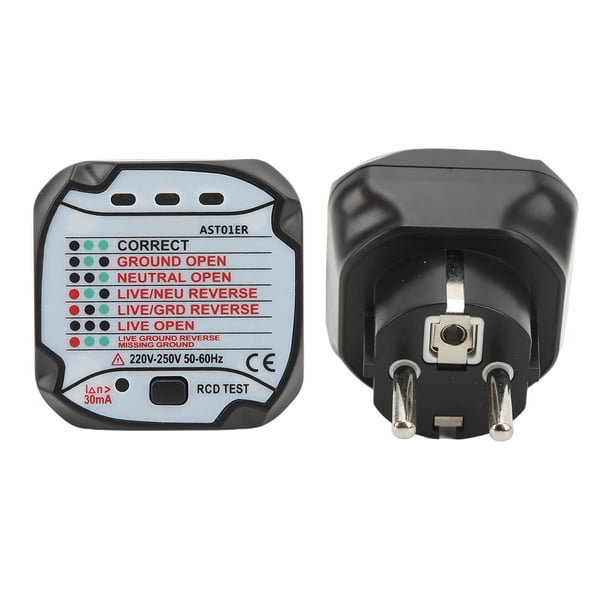 Detector de Enchufe de Enchufe, Probador de Enchufe de enchufe Profesional EU Plug 220V-250V Para El Hogar