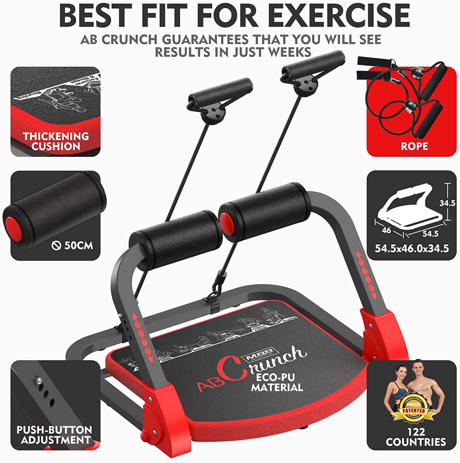 MBB Ab Crunch Machine Exercise Equipment for Home Gym Equipment Abs and Total Body Workout