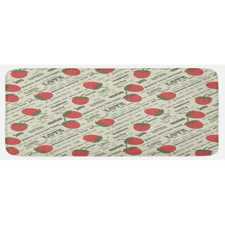 

Fruits Kitchen Mat Retro Valentine Theme with Strawberry Love Happiness Merry Lucky Image Plush Decorative Kitchen Mat with Non Slip Backing 47 X 19 Eggshell Ruby Army Green by Ambesonne