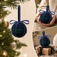 thumbnail image 5 of 12PCS 3.15inch Blue Grid Fabric Wrapping Plastic Christmas Ball Hanging Ornaments, Shatterproof Hanging Xmas Tree Decorations Set for Home Party Holiday Decor, 5 of 7