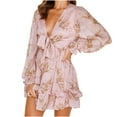 thumbnail image 2 of Bescita Femmes V-Cou à Manches Longues Robes de Liquidation des Ventes, 2 of 5
