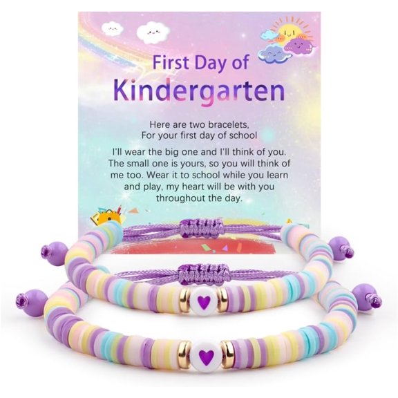 First Day of Kindergarten Pre-K Bracelet Mother Daughter Matching Bracelets Back to School Clay Beads Bracelets Jewelry Gifts