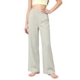 thumbnail image 2 of Girls Wide Leg Trousers Elastic High Waist Loose Fit Casual Everyday with Pockets Beige,Size 14-15 T, 2 of 8