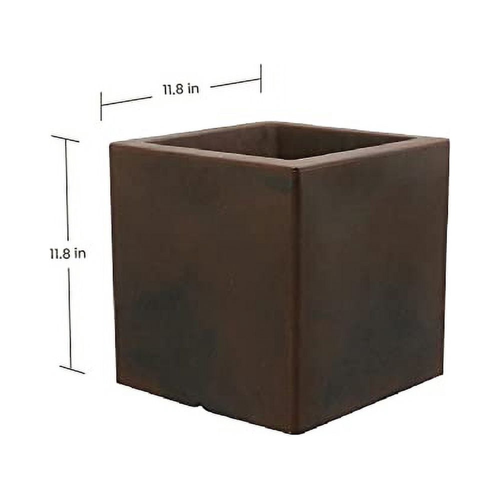 Ecobo 12" Eco-Friendly Square Pot Planter, Bloco Indoor/Outdoor use, Durable, Versatile & Lightweight, Designed by Brazilian Artisans, Contemporary All-Weather Design – Brown